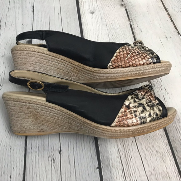 Spring Step Comfort Wedges Heels Sandals with Faux Snake Skin - Picture 1 of 5